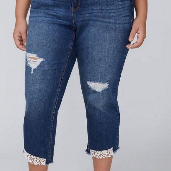 Lane Bryant Pants - Lane Bryant - Cropped Girlfriend Lace Capri Jeans